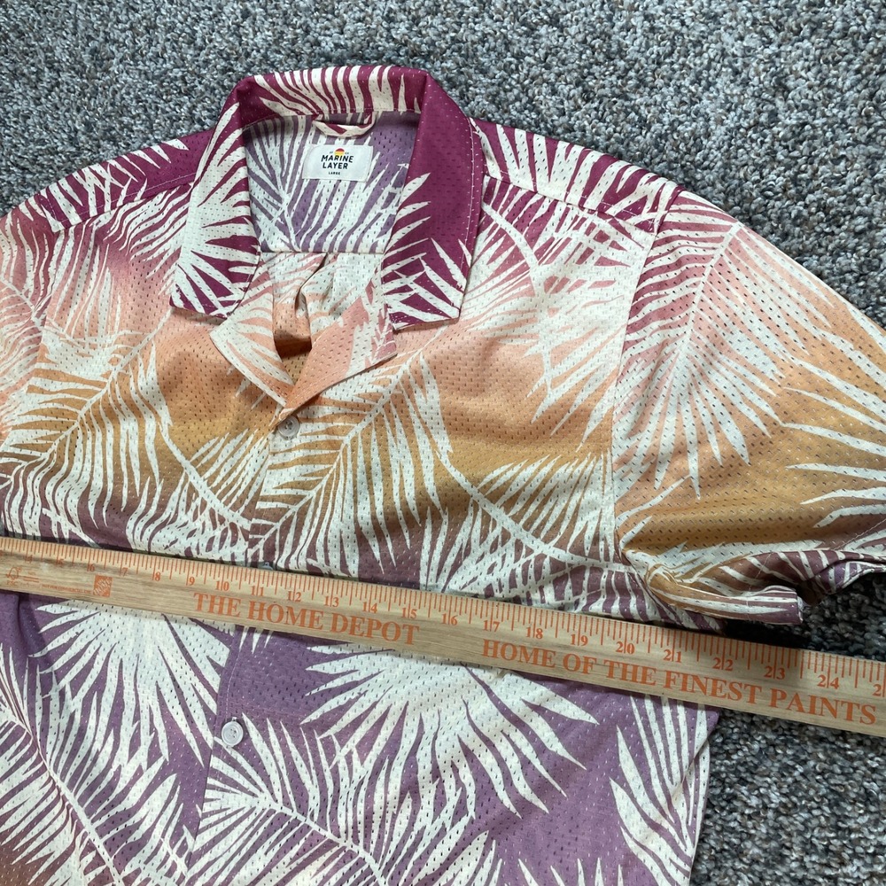 Marine Layer Men's Large Mesh Camp Shirt Sunset Palm Print Summer 2024 17521 - Picture 5 of 7